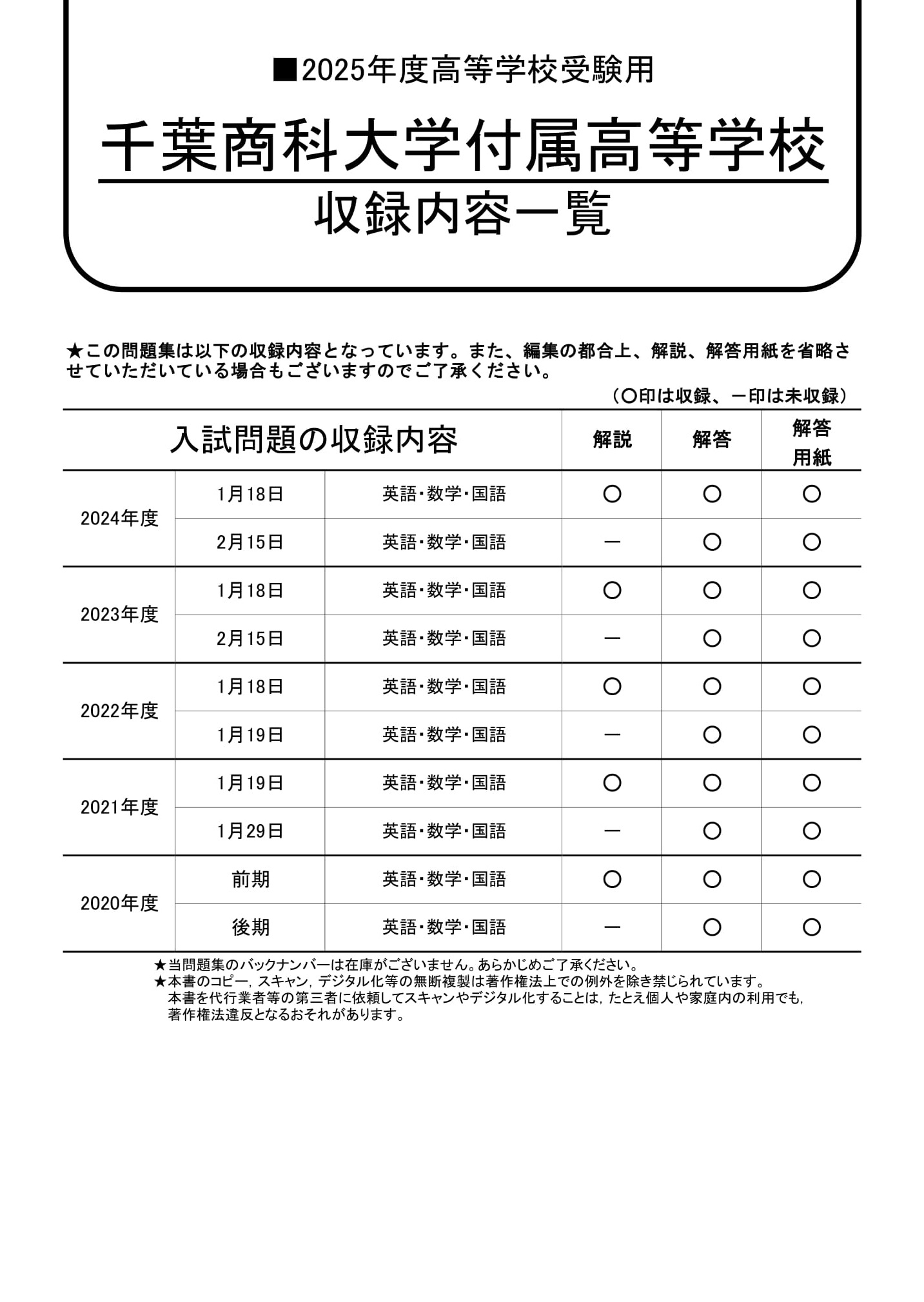 千葉商科大学付属高等学校　2025年度用 スーパー過去問 商品画像2