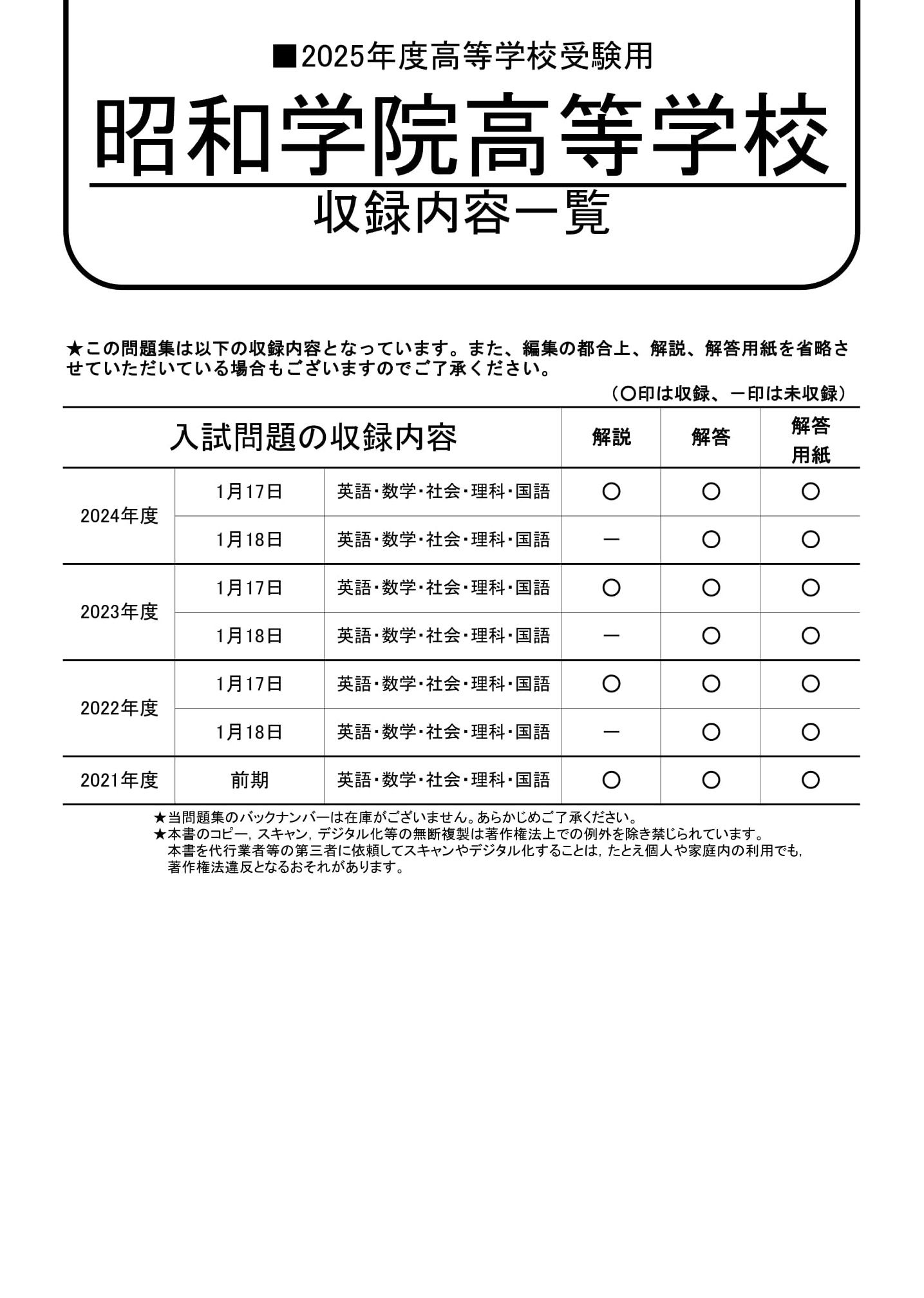 昭和学院高等学校　2025年度用 スーパー過去問 商品画像2