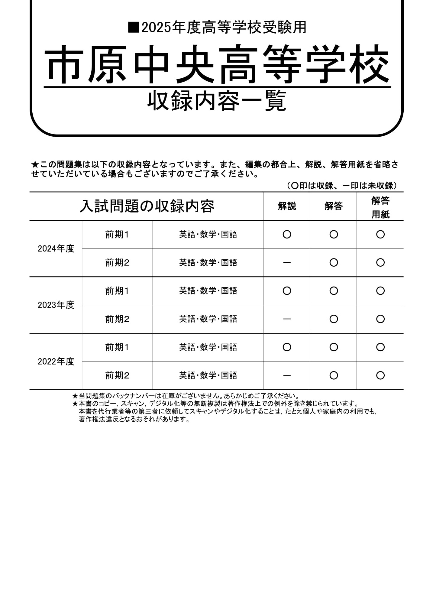 市原中央高等学校　2025年度用 スーパー過去問 商品画像2