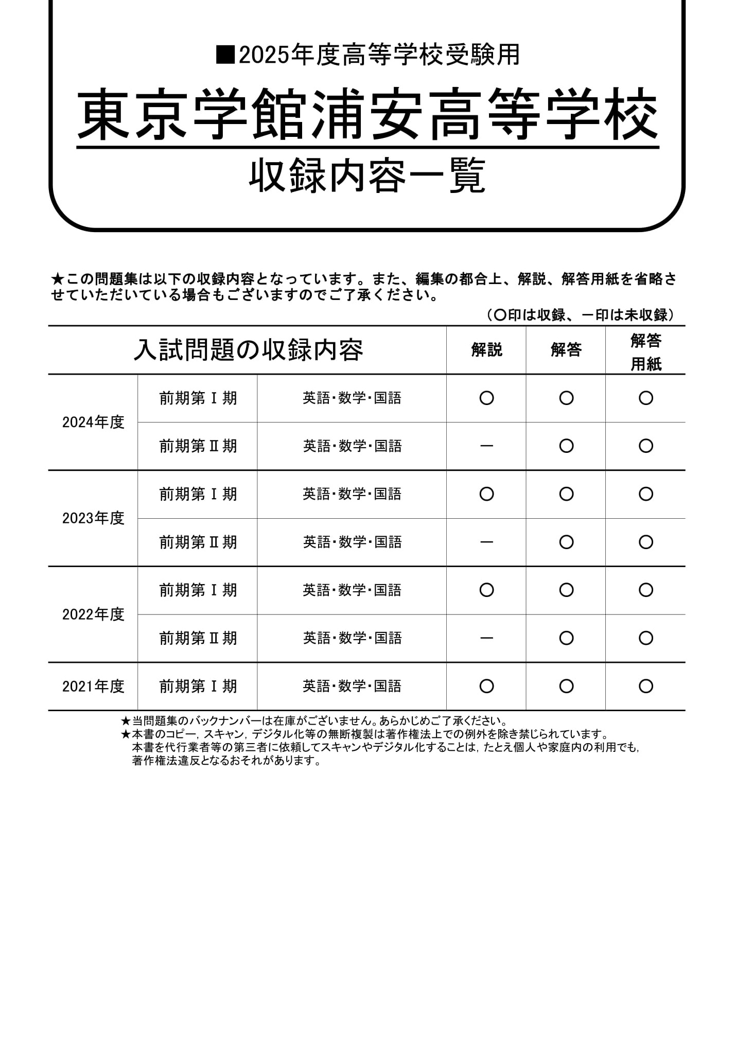 東京学館浦安高等学校　2025年度用 スーパー過去問 商品画像2