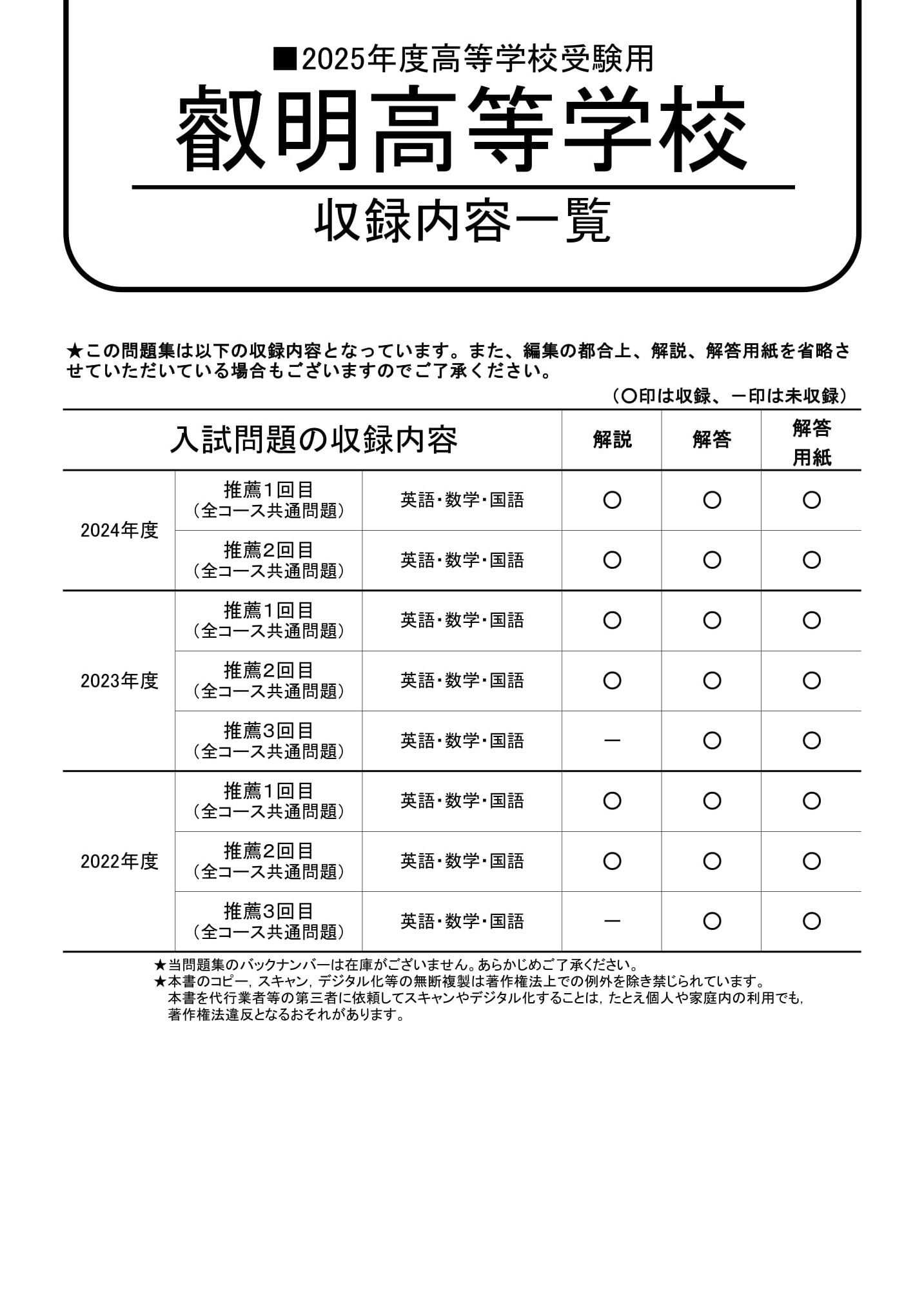 叡明高等学校　2025年度用 スーパー過去問 商品画像2