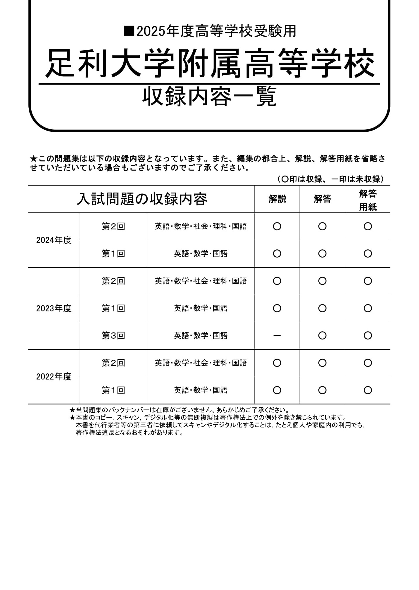 足利大学附属高等学校　2025年度用 スーパー過去問 商品画像2