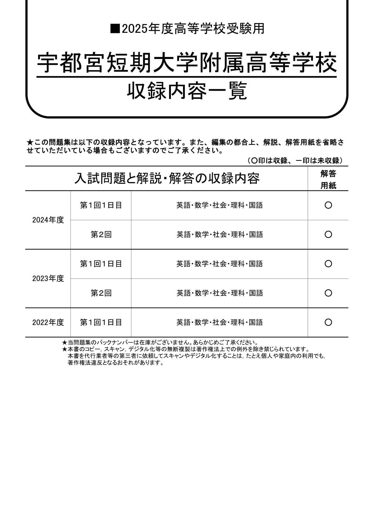 宇都宮短期大学附属高等学校　2025年度用 スーパー過去問 商品画像2