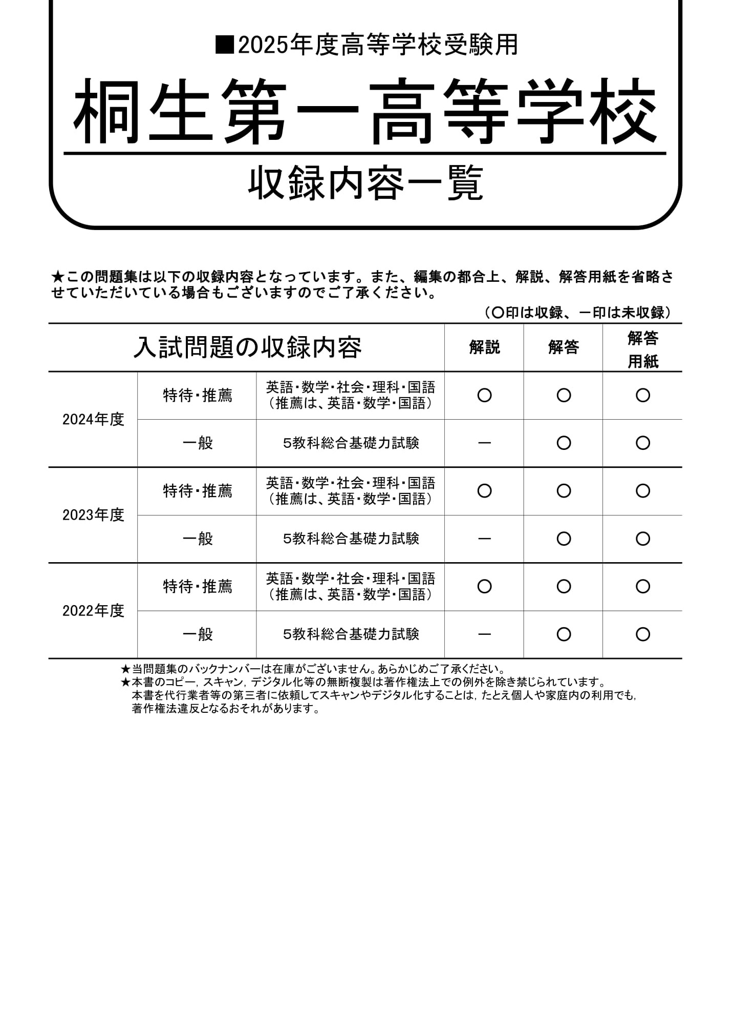 桐生第一高等学校　2025年度用 スーパー過去問 商品画像2