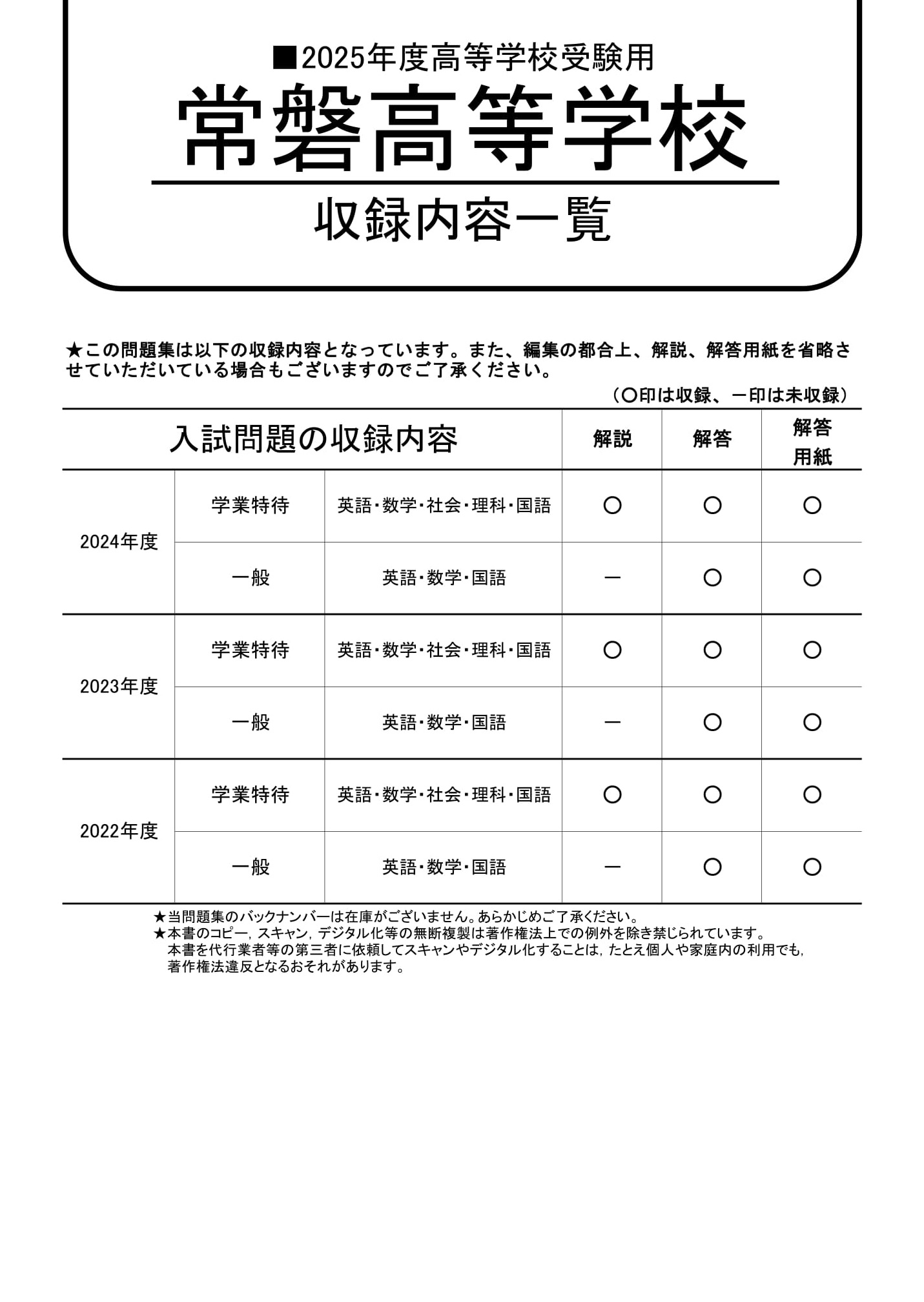 常磐高等学校　2025年度用 スーパー過去問 商品画像2