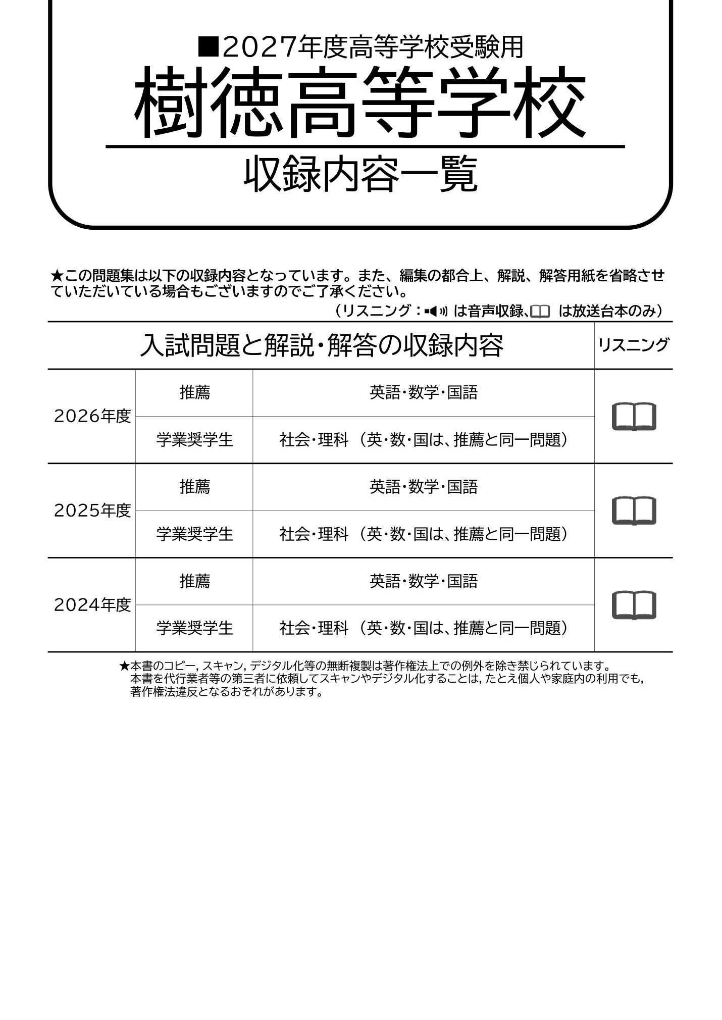 樹徳高等学校　2027年度用 スーパー過去問 商品画像2